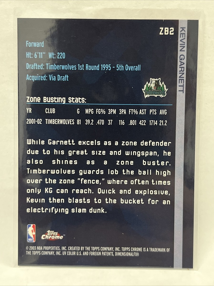 Kevin Garnett ケビンガーネット Topps chrome 2003 2003-04 Topps Chrome #100 Kevin Garnett | eBay