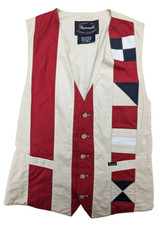 $138 Faconnable Shirt Vest Womens Medium Nautical ⚓ Quilted Goldberg Design