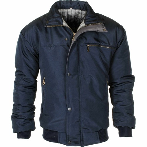 Mens Big Size Sky Diver Bomber Warm Padded Jacket Check Lined Work Winter Coat - Picture 3 of 3