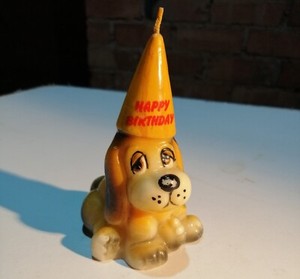 Vintage Russ Berrie Dog 'Happy Birthday' Candle