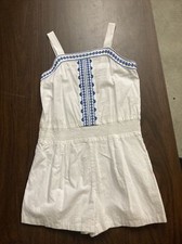 janie jack paradise cruise embroidered romper white blue size 10