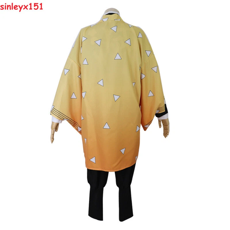 Demon Slayer Agatsuma Zenitsu Kimon Anime Cosplay Costume Masquerade Full Outfit - Image 4 of 4