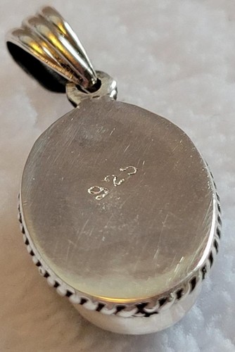 *COLGANTE DE PLATA ESTERLINA Y PEQUEÑO OJO DE TIGRE OVALADO, NEPAL #W812 - Imagen 4 de 6