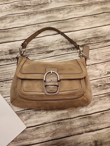 Coach Campbell Suede Belle Carryall Shoulder Bag Casual Elegant Taupe - Picture 16 of 16