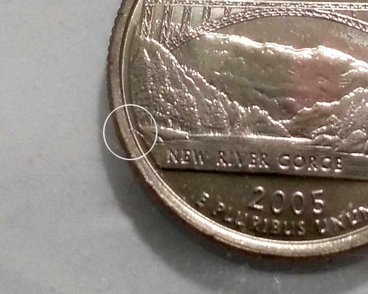 2005-P West Virginia Quarter / Error Reverse Die Break. BU from