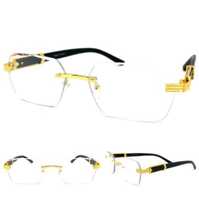 Men CLASSY Elegant Sophisticated Retro Clear Lens EYE GLASSES Rimless Gold Frame