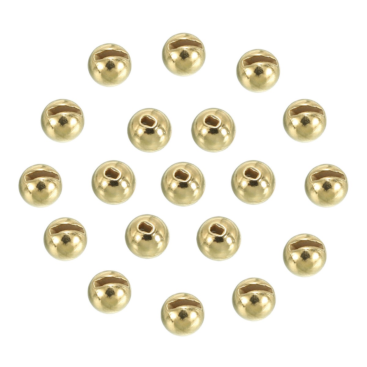 50Pcs Fly Tying Tungsten Beads, Slotted Tungsten Beads Gold