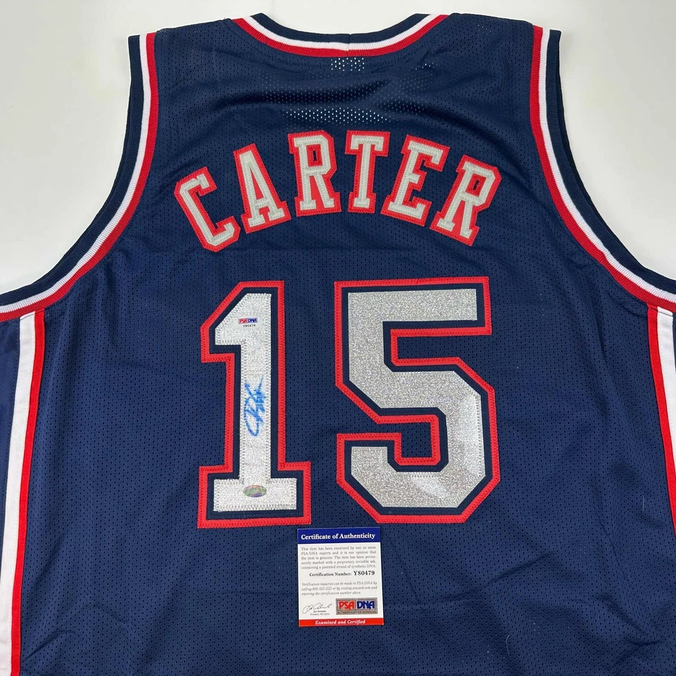 Autographed/Signed Vince Carter New Jersey NJ Navy Blue Jersey PSA/DNA COA - Image 2 of 4