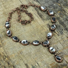 Copper White Buffalo Turquoise Stone Engagement Chain Electroformed New Necklace
