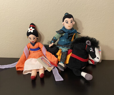 Disney Store Traditional/Warrior Mulan and Khan Horse Mini Bean