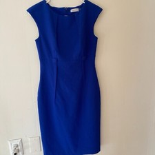 Women 2 Calvin Klein Royal Blue Layer Sleeveless Sheath Dress Spring Summer Work