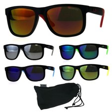 Polarized Kush Mens Rectangular Color Mirror Lens Sport Horn Rim Sunglasses
