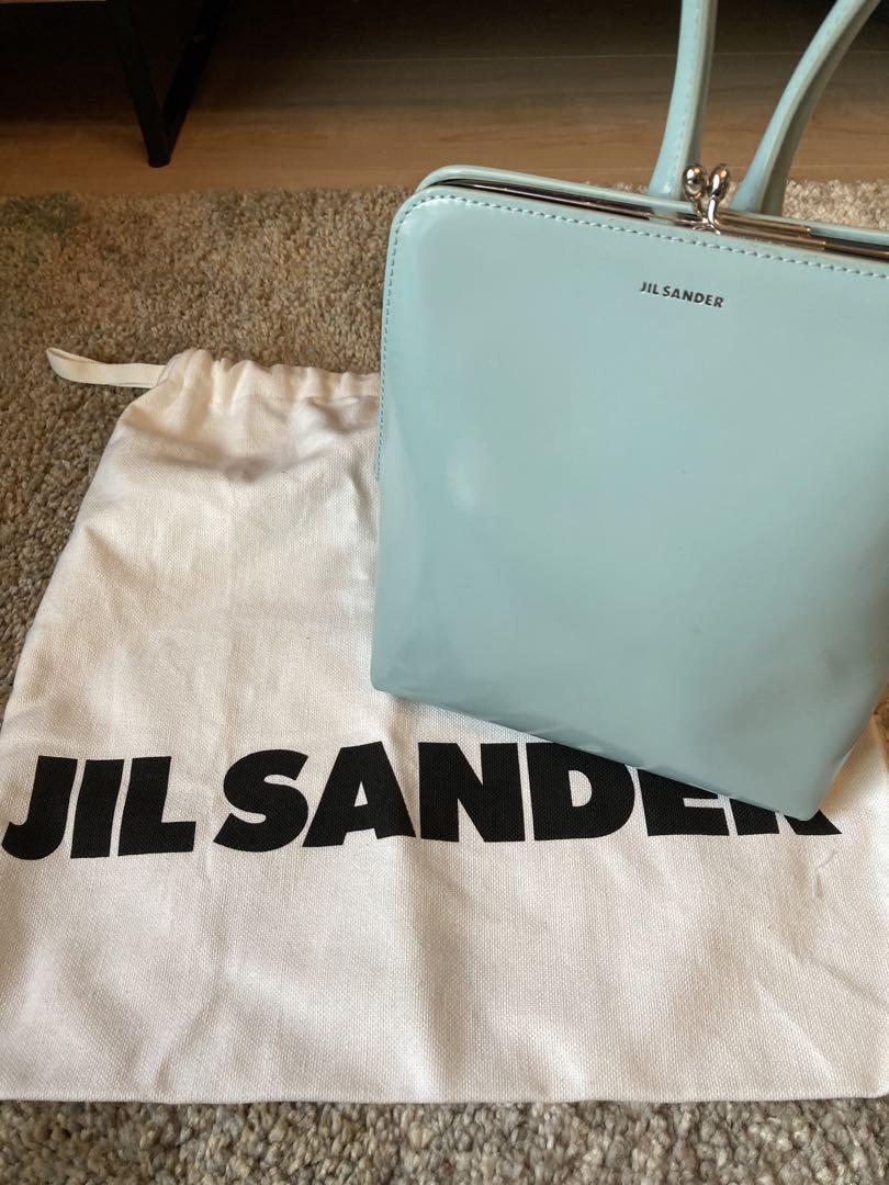 Jil Sander Goji Frame Square Small Handbag Purse Leather Blue Used