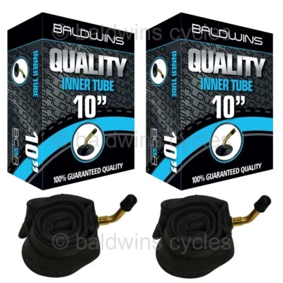 Baldwins PAIR (2) 10" Pushchair / Pram Inner Tubes BENT VALVES