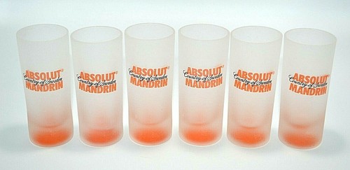 (6) ABSOLUT Shot Glasses Mandarin Frosted Shot Glass Vodka Whiskey Glass Shooter