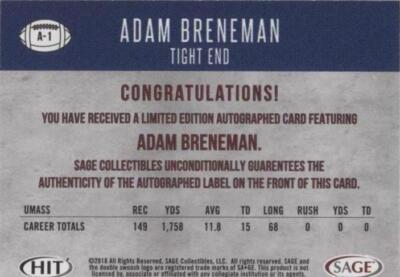 2018 Sage Hit Adam Breneman #A-1 for sale | eBay