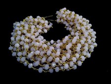 3 Feet Rose Pink Quartz Rondelle Faceted 3-4mm, Rosary Chain Gold Wire