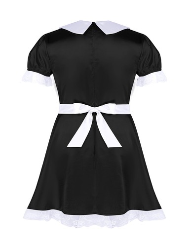 Mens Cosplay Costume Sissy Maid Dress Shiny Satin Lingerie Crossdress Nightwear - 第 57/64 張圖片
