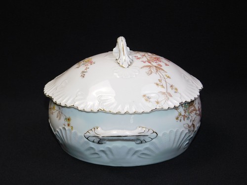 Antique Carlsbad China Austria Covered Dish w/ Berry Strainer Plate 5.5" - Picture 4 of 12