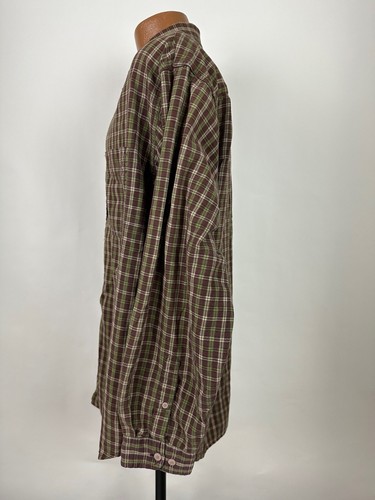Vintage 90s Structure Shirt Men Large Brown Plaid Long Sleeve Button Down Grunge - Picture 7 of 16