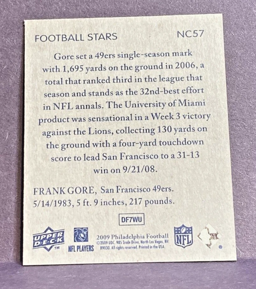 2009 Philadelphia FRANK GORE National Chicle Card #NC57 49ers - Image 2 of 2