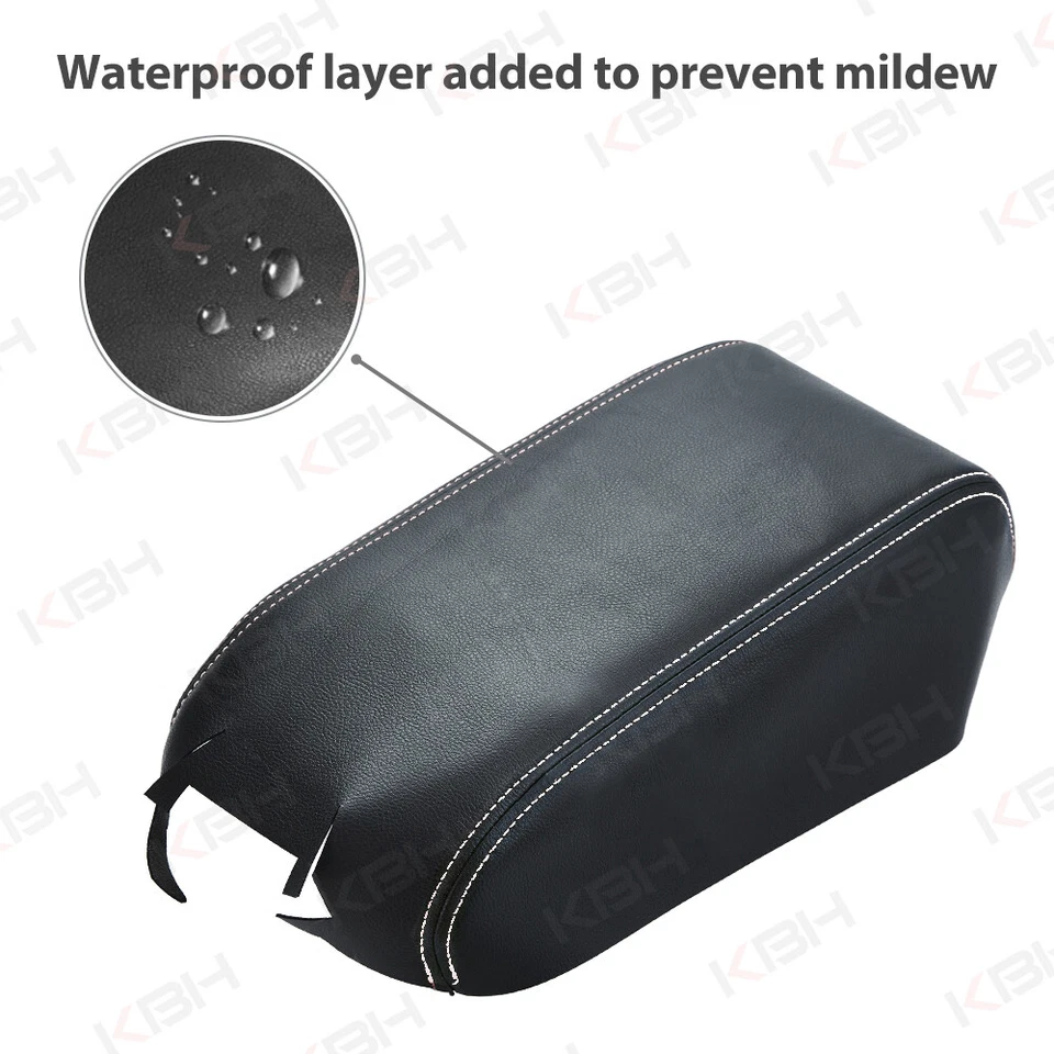 Se adapta a Dodge Journey 2011-2020 consola media tapa reposabrazos cubierta de vinilo línea gris Foto 2 de 4