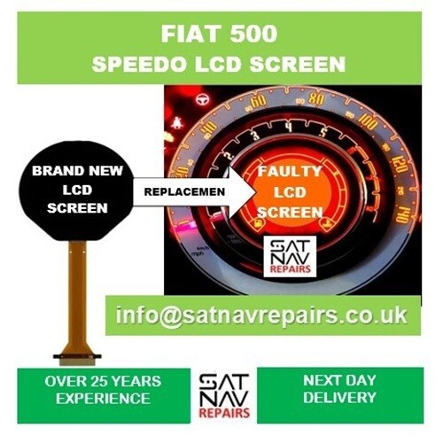 FIAT 500 2007-2017 TACHO LCD BILDSCHIRM DISPLAY ZAHNRAD-VLIT 1592-02 - Bild 1 von 1