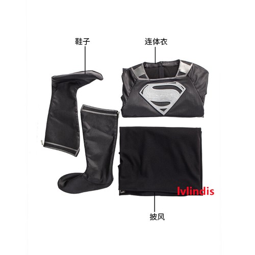 Disfraz de Superman Disfraz Traje Negro Clark Kent Liga de la Justicia Halloween Mono - Imagen 7 de 21