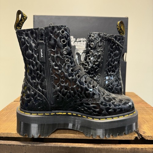 Dr Martens Jadon X-Girl Collab Black Leopard Emboss Combat Boots Women’s 7 US - Picture 5 of 10
