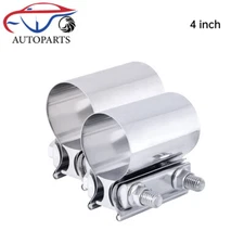 2PCS 4" Inch Stainless Steel Butt Joint Band Exhaust Clamp Sleeve Coupler T304