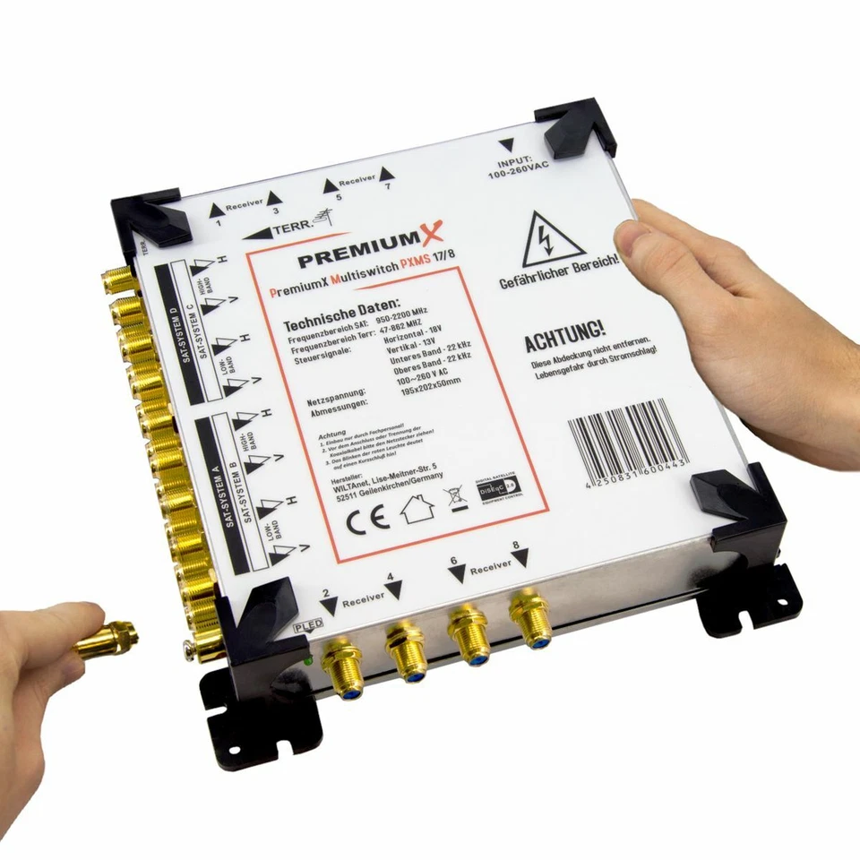 PremiumX Multischalter 17-8 Multiswitch 4 SAT 8 Teilnehmer Satelliten Switch Set - Bild 3 von 4