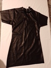 Ladies Faux Leather Dress Pretty Little Thing Size 8 Short Sleeves Black 26000