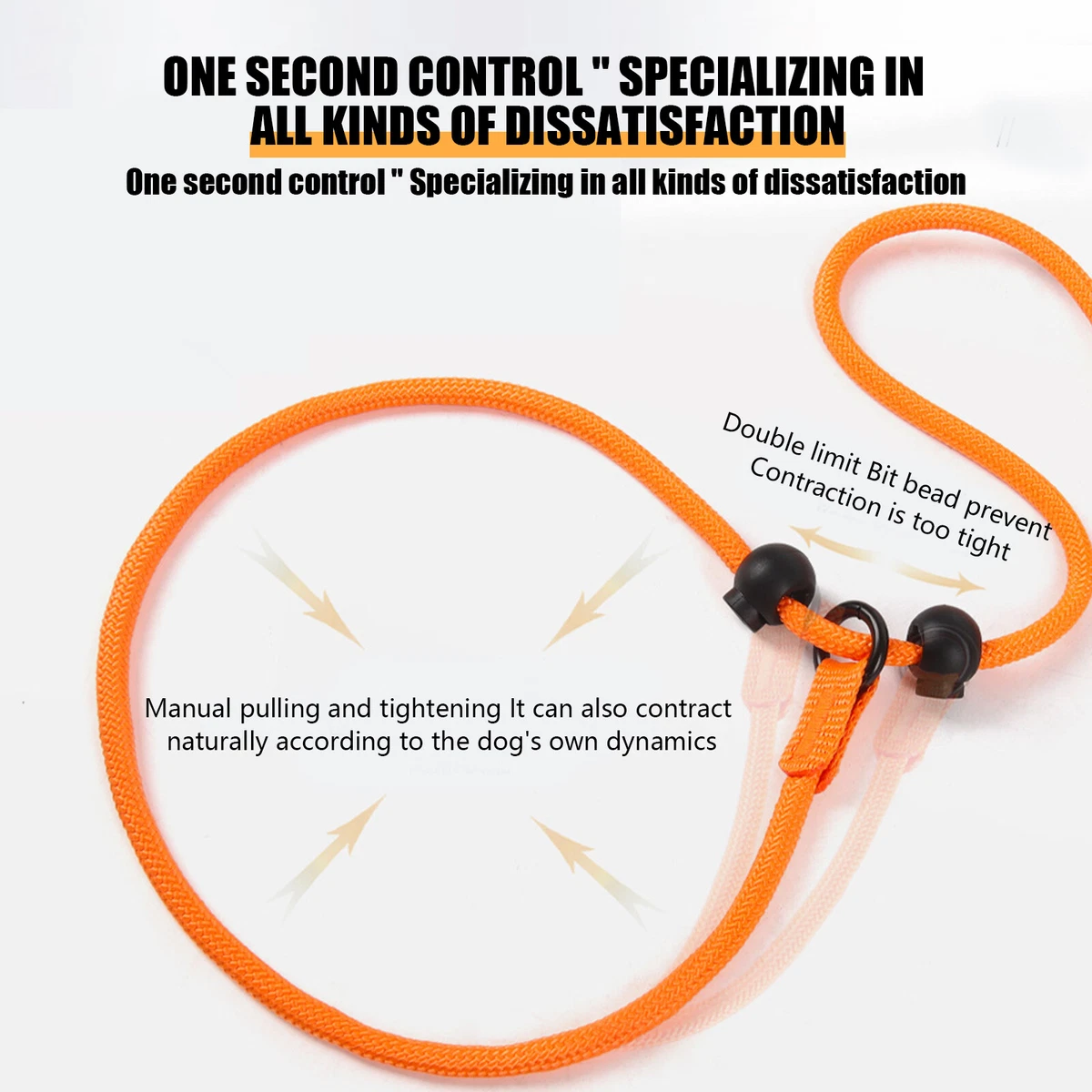 170cm Tangles-Free Slip Lead for Dogs, Reflective Dog Training Leash for Walking