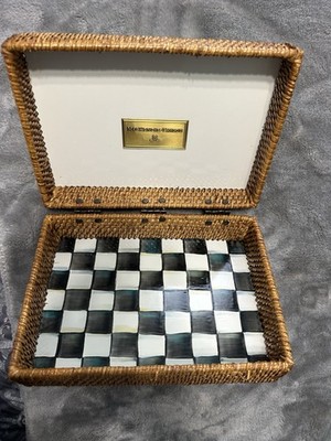 MacKenzie-Childs Courtly Check Enamel Box Black White Check 10 x 7x 3.5 Retired