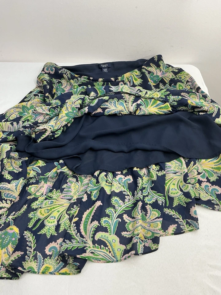 Womans Chaps Pullon Midi Skirt XL Multicolor Paisley Lined Ruffled Hem - Image 4 of 4
