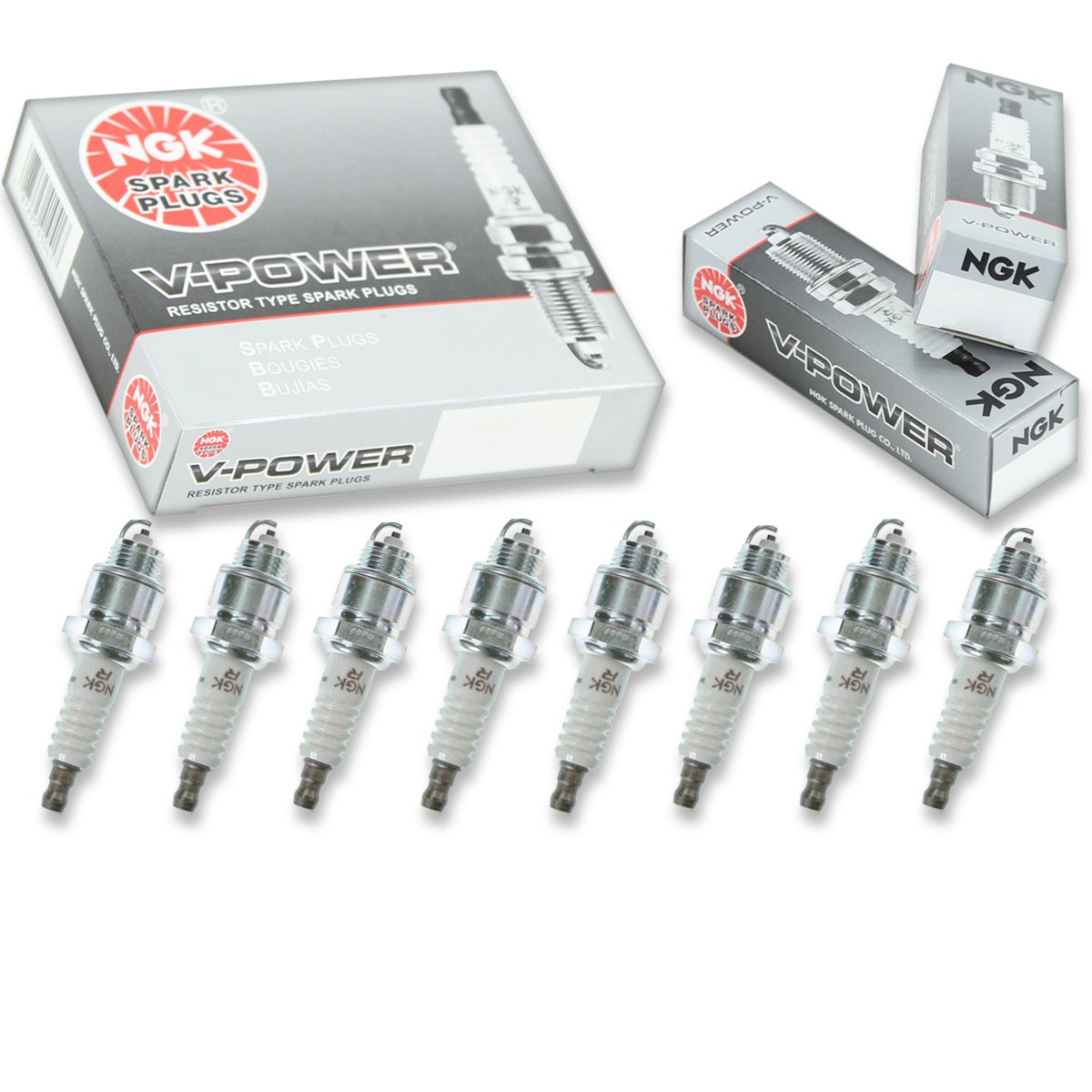 8 pcs NGK V-Power Spark Plugs for 1953-1958 Buick Roadmaster 5.3L 6.0L V8 - ec