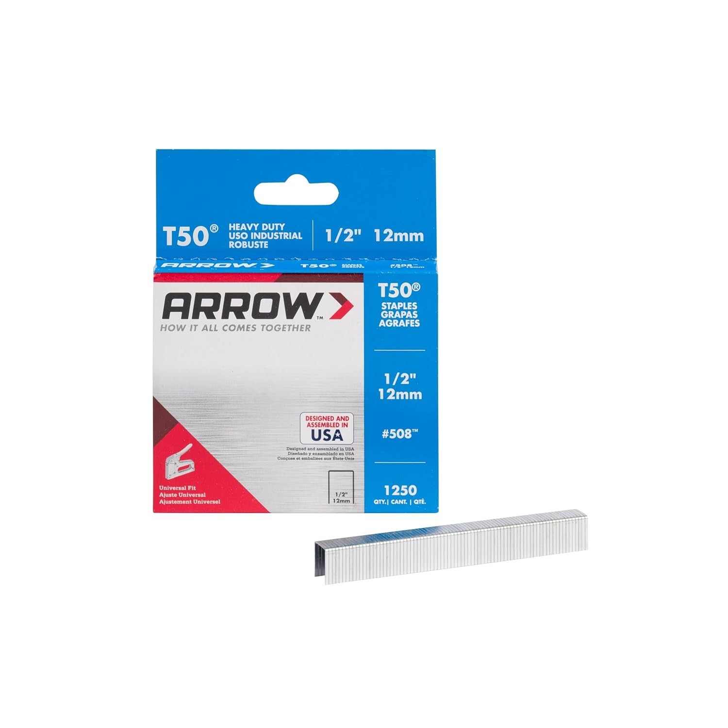 Arrow T50 3/8" Staples 1250 Ct Heavy Duty Steel 506 for Upho