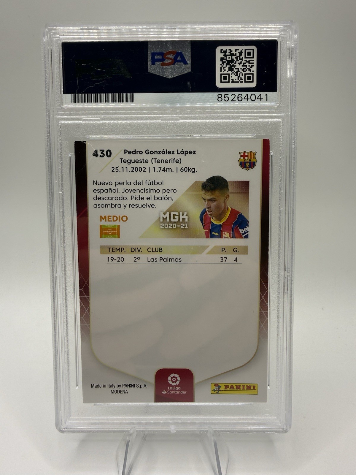 2020-21 Panini MegaCracks La Liga PEDRI #430 Hand Signed RC PSA GEM MT 10 Auto view 2