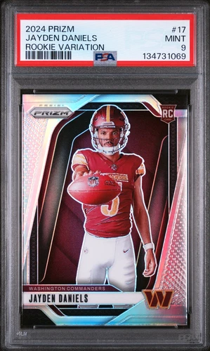 JAYDEN DANIELS 2024 PRIZM ROOKIE VARIATION RC #17 PSA 9 MINT! COMMANDERS LSU HOT