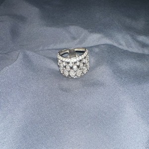 Silver Clear Simulated Crystal Rhinestone Cluster Cocktail Ring Size 8