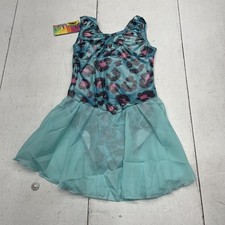 EQSJIU Dress Girls 140 Blue Leopard Skirted Gymnastics Dance Leotard Outfit