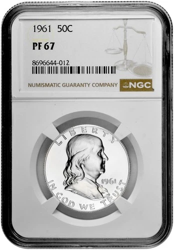 1961 50C Proof Silver Franklin Half Dollar NGC Graded PF 67 in New Holder