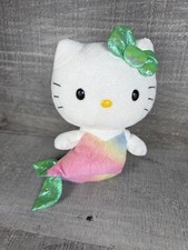 8" Ty Sanrio Hello Kitty MERMAID Plush Rainbow Green Bow Stuffed Animal b54