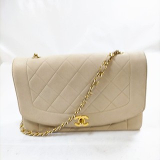 Chanel Shoulder Bag Diana Matelasse Beige Lamb Skin 5661407