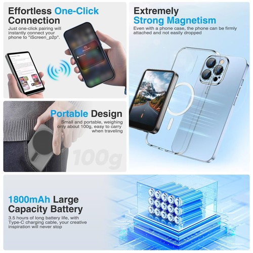 Magnetic Phone Vlog Selfie Monitor Screen - Back Camera Selfie Monitor - 1080... - 第 6/8 張圖片