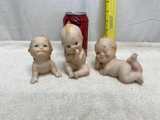 3 Vintage Lefton Ceramic Bisque Porcelain Kewpie Doll Figurines Blue Wings KW228