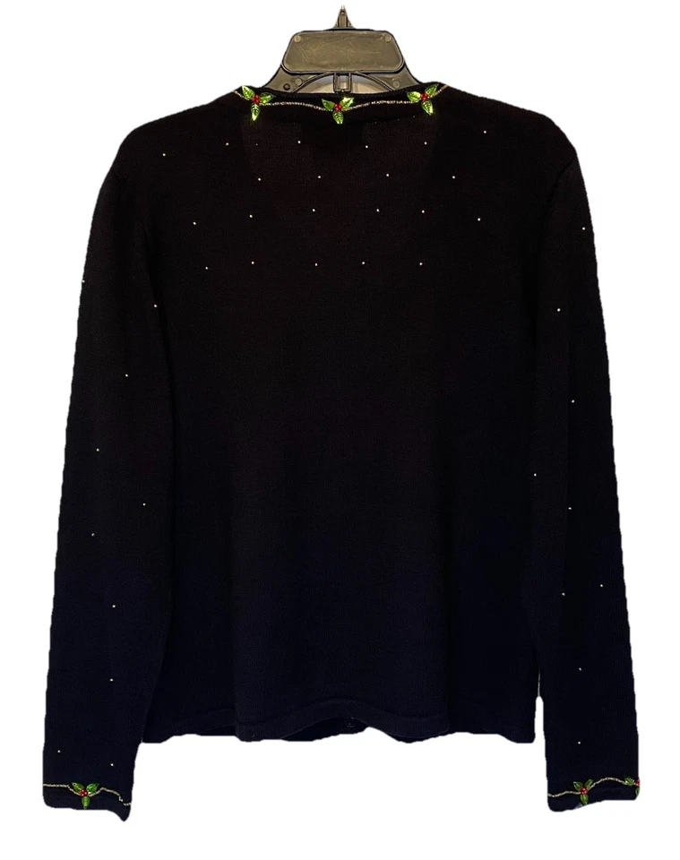 Cárdigan Berek Natividad Navidad Talla L Bordado Cuentas Suéter Vintage Años 90 Foto 4 de 4