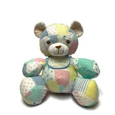 Well Made Toys Plush Teddy Bear Patchwork Look Fabric Pastel Stuffed Animal