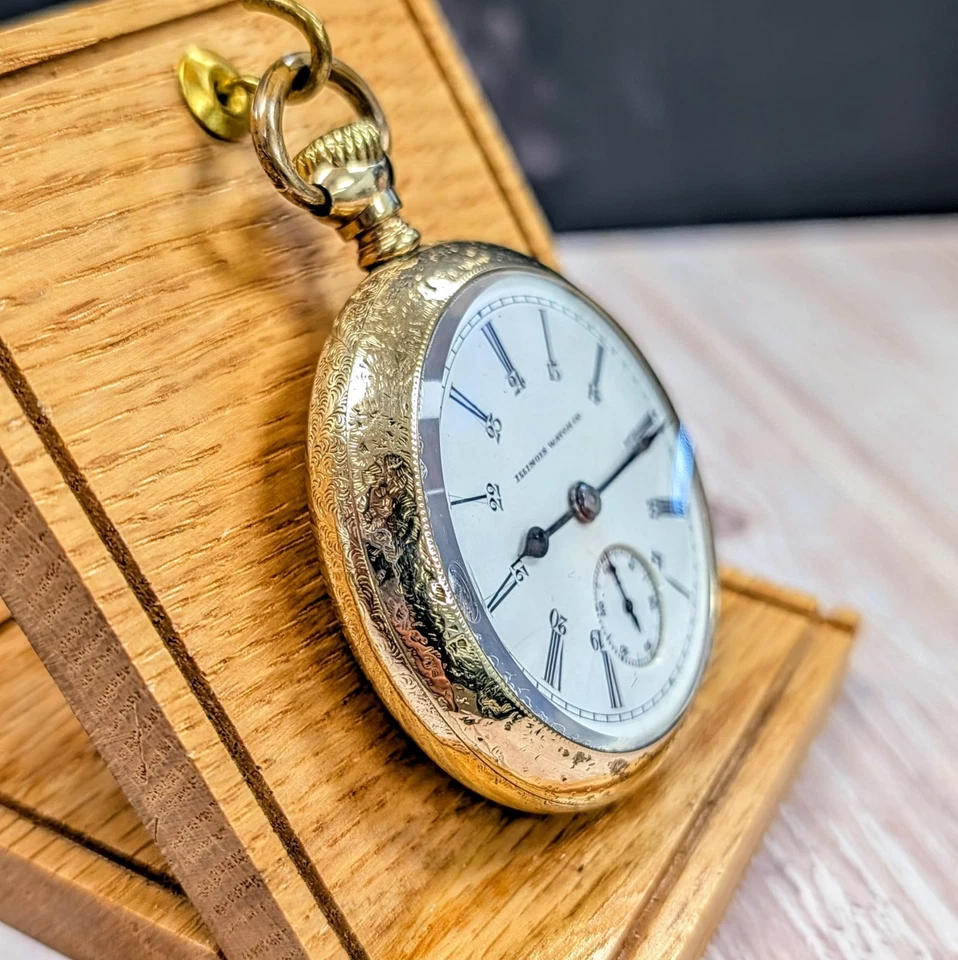 1887 Illinois Railroader Pocket Watch 18s Openface Grade 4 11 Jewels Gold Filled - Image 3 of 4