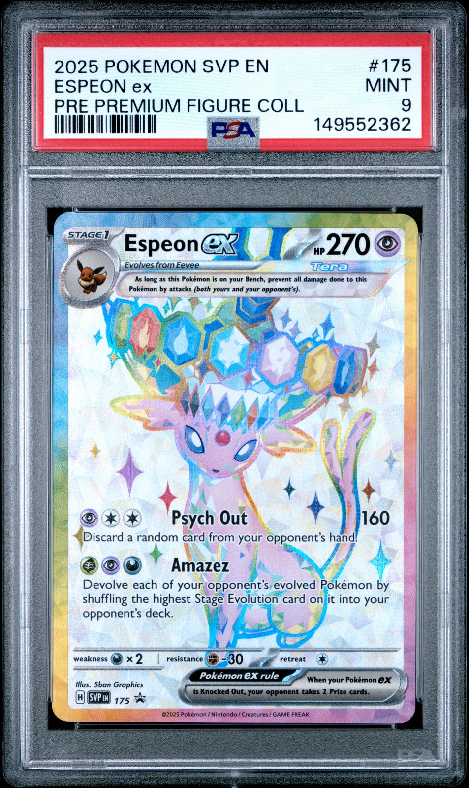 2025 POKEMON SVP EN-SV BLACK STAR PROMO #175 ESPEON EX PSA 9